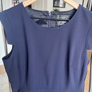 J. Crew Blue Sheath Dress with Flutter Sleeves